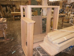 Stained sliding sash windows with solid frame